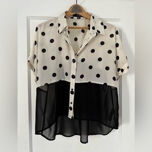 Blouse, polkadot with sheer detail